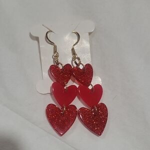 Romantic Red Heart Dangling Earrings